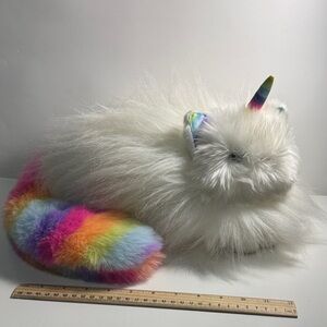 EUC Douglas Ziggy Caticorn Plush Stuffed Fluffy White Persian Cat Rainbow Tail
